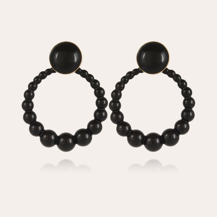 Andy Large Gold-Tone Acetate Earrings - Black
