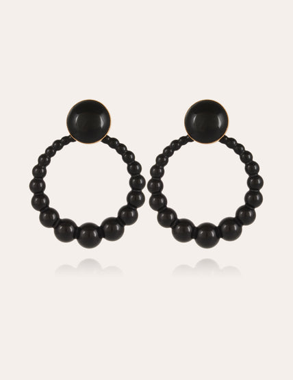 Boucles d'oreilles Andy grand modèle acétate dorées - Noir