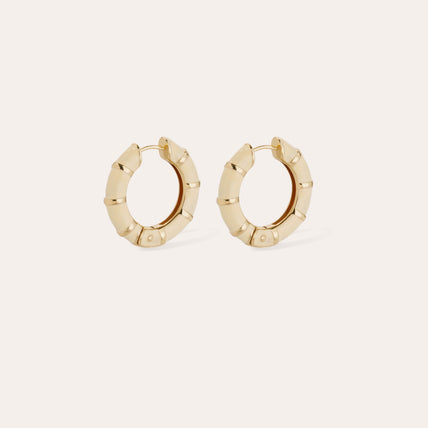 Mini Bamboo Earrings with Gold Enamel