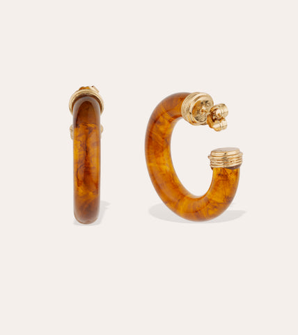 Boucles d'oreilles créoles Turner acétate - Ecaille