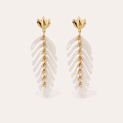 Boucles d'oreilles Cavallo acétate dorées - Ivoire