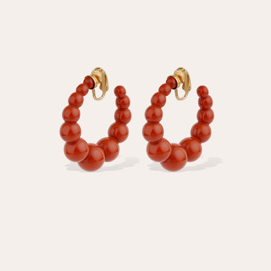 Pendientes de aro Andy, modelo pequeño, de acetato - Rojo