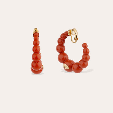 Pendientes de aro Andy, modelo pequeño, de acetato - Rojo
