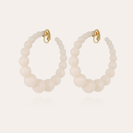 Boucles d'oreilles créoles Andy acétate grand modèle dorées - Blanc