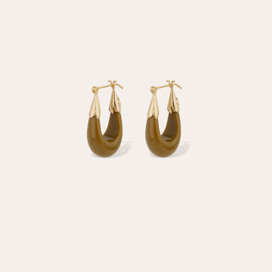 Boucles d'oreilles Écume petit modèle acétate - Kaki