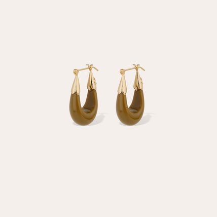Ohrringe „Écume“, kleines Modell aus Acetat – Khaki