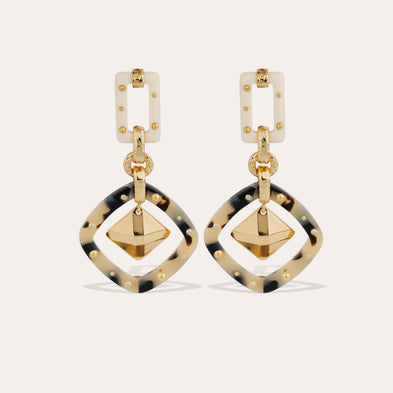 Boucles d'oreilles Escale petit modèle acétate - Ivoire & Écaille