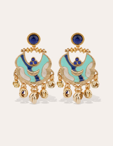 Boucles d'oreilles Havana émail dorées