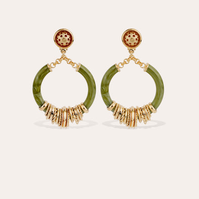Boucles d'oreilles Mariza petit modèle acétate - Kaki