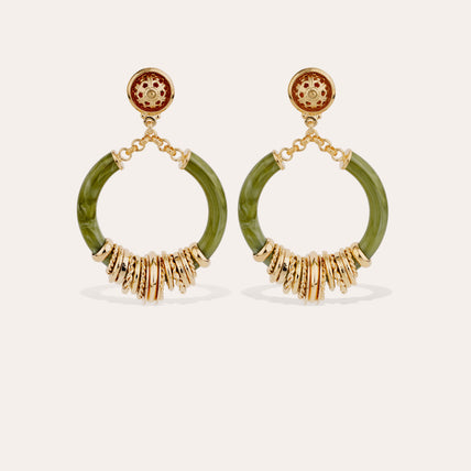 Boucles d'oreilles Mariza petit modèle acétate - Kaki