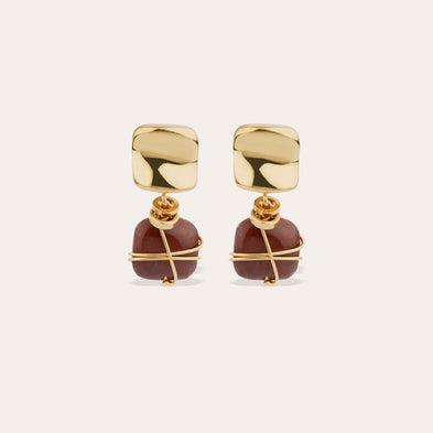 Boucles d'oreilles Rainbow Square petit modèle - Bois silicifié