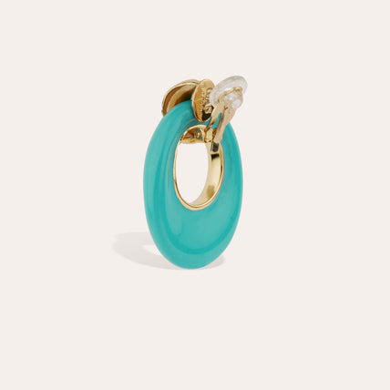 Boucles d'oreilles Selva petit modèle acetate dorées - Bleu