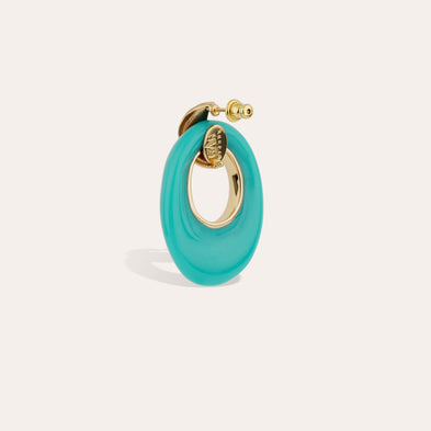 Boucles d'oreilles Selva petit modèle acetate dorées - Bleu