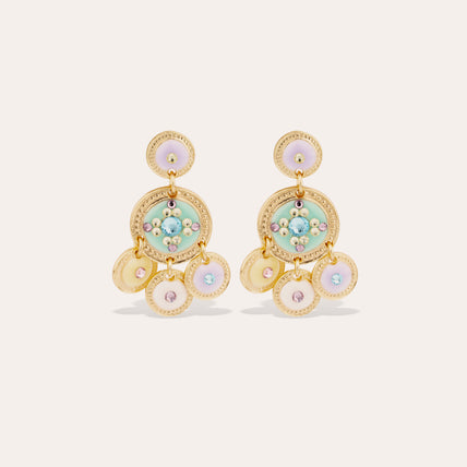 Boucles d'oreilles Sequin deux rangs dorées