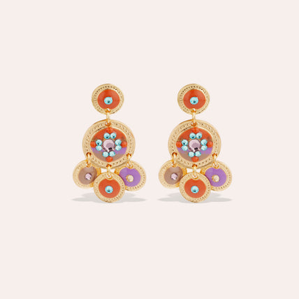 Boucles d'oreilles Sequin émail deux rangs