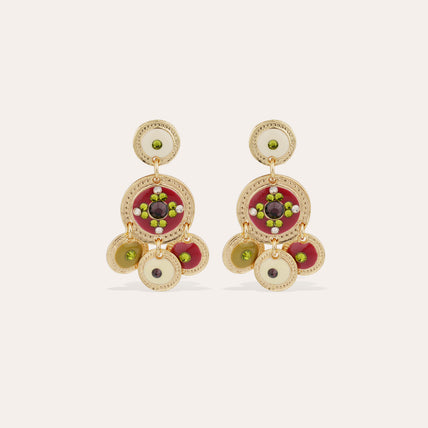 Orecchini con paillettes smaltate a due file