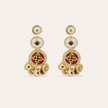 Orecchini con paillettes smaltate a tre file