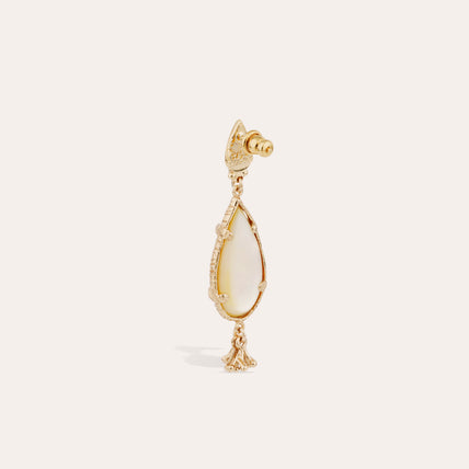Small Gold Drop-Set Earrings - White Mother-of-Pearl