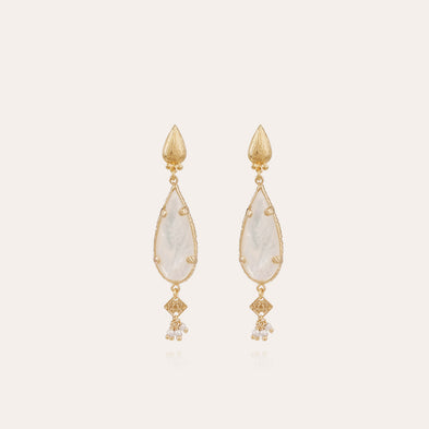 Boucles d'oreilles Serti Goutte petit modèle - Nacre blanche