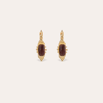 Boucles d'oreilles Serti Talisman petit modèle - Bois silicifié
