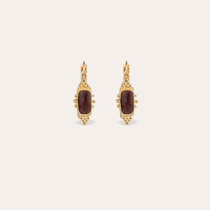 Small Talisman Setting Earrings - Silicified Wood