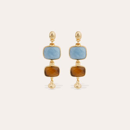 Silène Small Earrings - Blue Calcite & Tiger's Eye