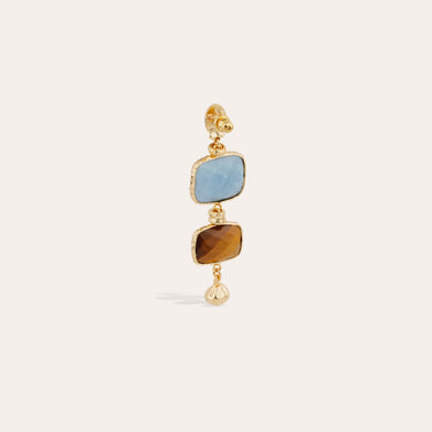 Boucles d'oreilles Silène petit modèle - Calcite bleue & Oeil de tigre