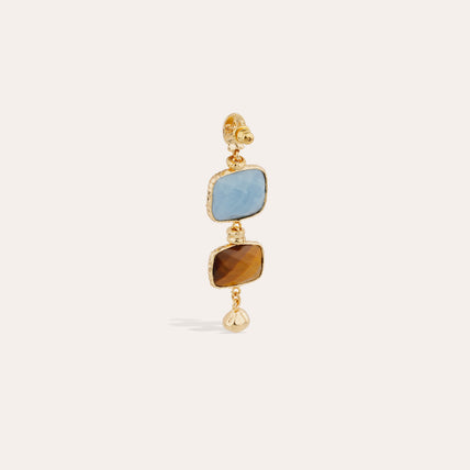 Silène Small Earrings - Blue Calcite & Tiger's Eye