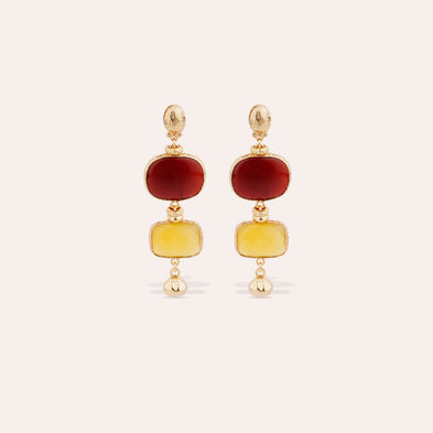 Boucles d'oreilles Silène - Calcite rouge & jaune