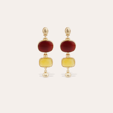 Silène Earrings - Red & Yellow Calcite