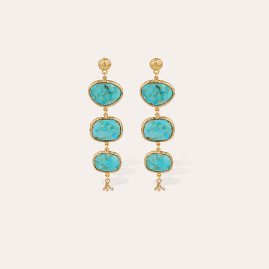 Boucles d'oreilles Silène dorées - Turquoise