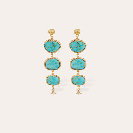 Boucles d'oreilles Silène dorées - Turquoise