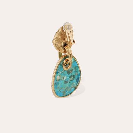 Boucles d'oreilles Silia grand modèle dorées - Turquoise & Onyx noir