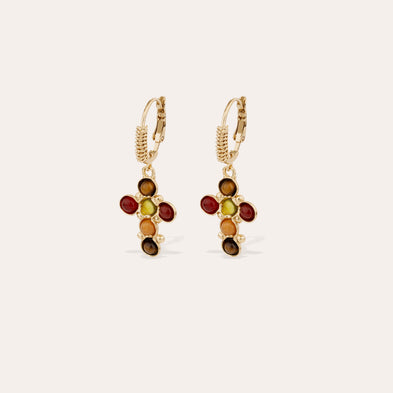 Boucles d'oreilles Tao Cruzita - Œil de Tigre & Cornaline