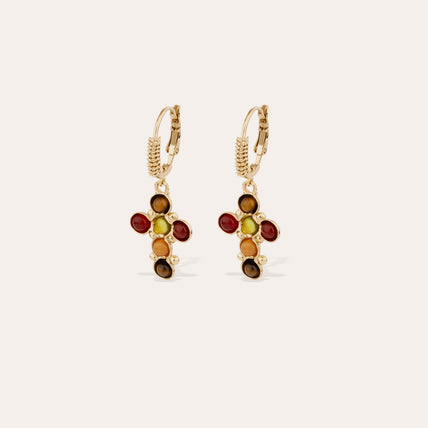 Boucles d'oreilles Tao Cruzita - Œil de Tigre & Cornaline