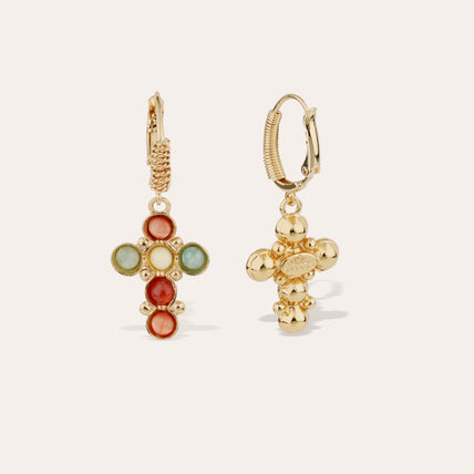 Tao Cruzita Cabochon Earrings - Amazonite & Carnelian