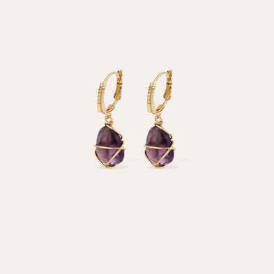 Gold Tao Rainbow Earrings - Amethyst