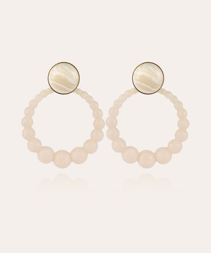 Boucles d'oreilles Andy grand modèle acétate dorées - Blanc