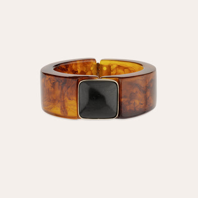 Bracelet Arty acétate - Écaille - Onyx noir