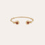 Bracelet jonc Amarante Torsade mini doré - Cornaline & Quartz rose
