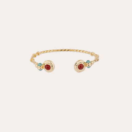 Bracelet Jonc Amarante Torsade mini doré - Cornaline