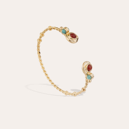 Bracelet Jonc Amarante Torsade mini doré - Cornaline