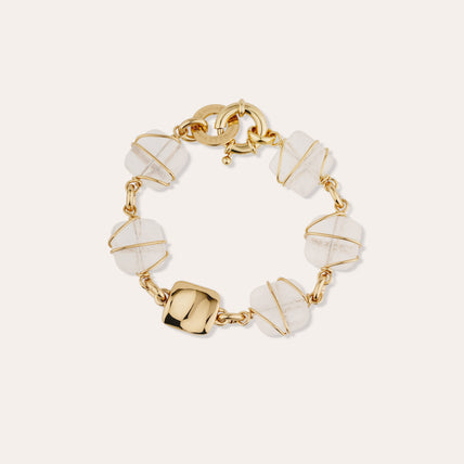 Bracelet Rainbow Square Multi petit modèle doré - Cristal de roche