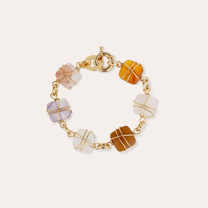 Bracelet Rainbow Square Multi petit modèle - Cornaline, Hématoïde rouge & Améthyste