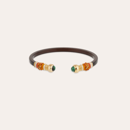 Acetate Sari Bracelet - Brown - Malachite