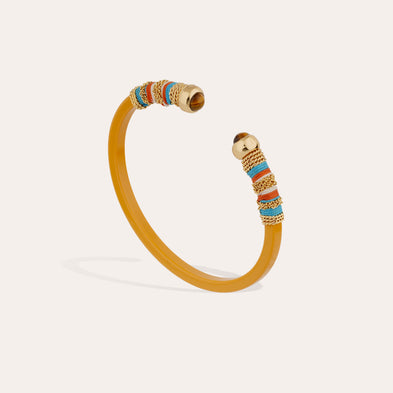 Bracelet Sari acétate - Orange - Oeil de tigre