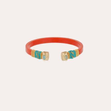 Bracelet Sarina acétate doré - Orange - Calcite bleue