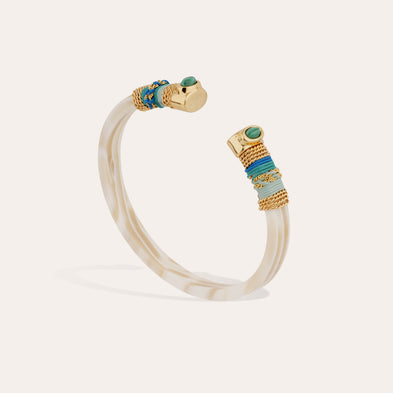 Bracelet Sarina acétate dorées - Ivoire - Malachite