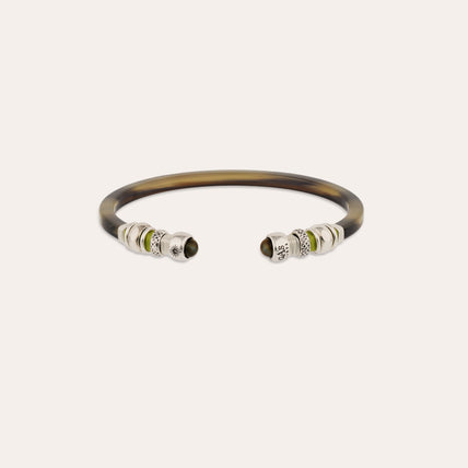 Bracelet Sari acétate grand modèle argenté - Écaille