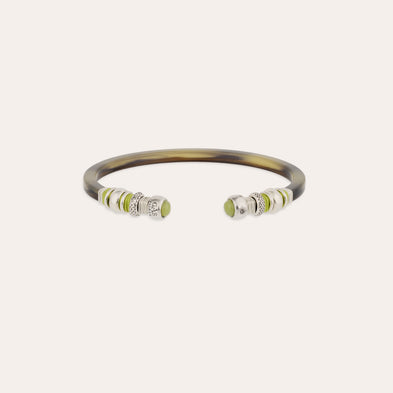 Sari-Armband aus Acetat, großes Modell, versilbert – Grünspan